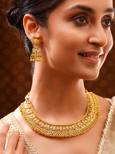 Gold Plated Heritage Gold Weave Fringe Necklace Set