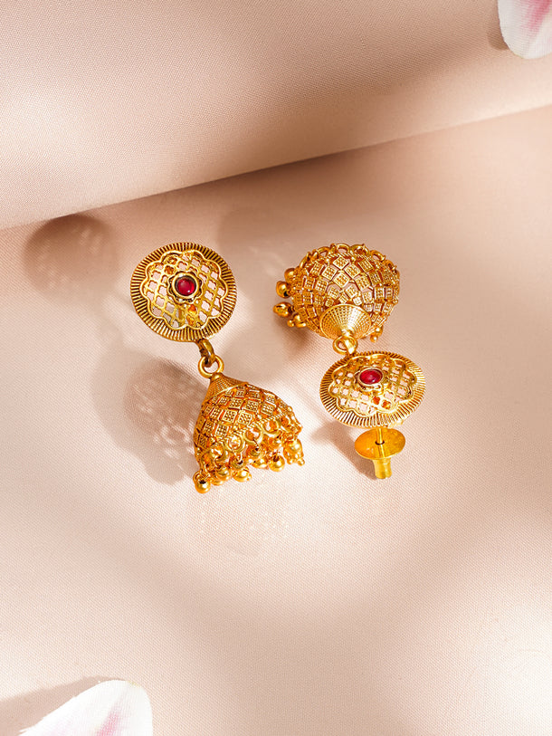 Gold Plated Engraved Round Pendant Necklace Set
