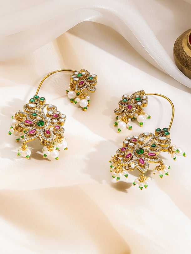 Heritage Bloom Pearl Statement Ear Cuffs