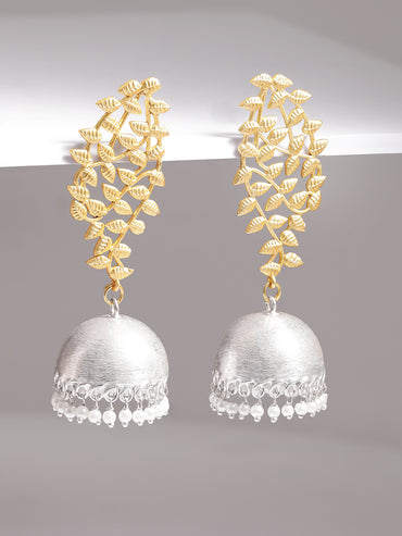 Rubans  Gold Plated Handcrafted Dual Toned Filigree Jhumka Earrings