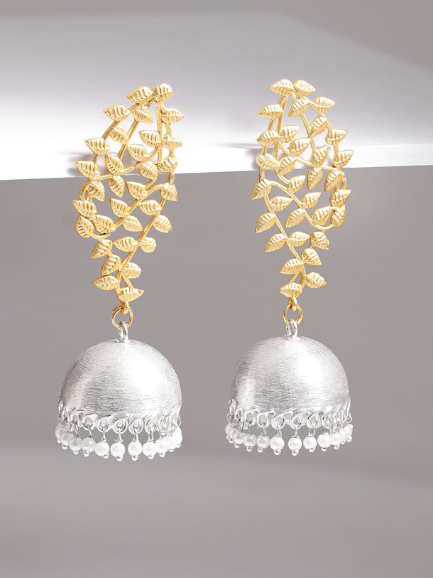 Rubans  Gold Plated Handcrafted Dual Toned Filigree Jhumka Earrings