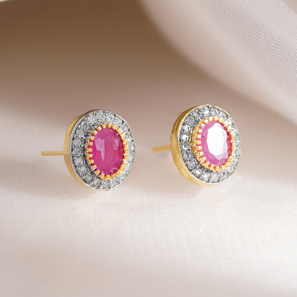 Rosy Sparkle Classic Stud Earrings