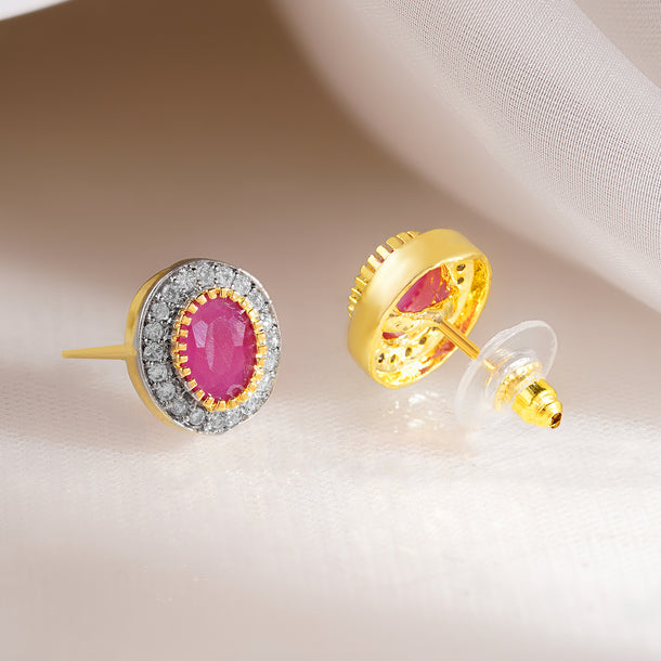 Rosy Sparkle Classic Stud Earrings