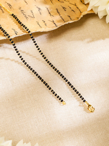 Rubans Gold Plated Handcrafted Zircon Studded & Black Beaded Mangalsutra