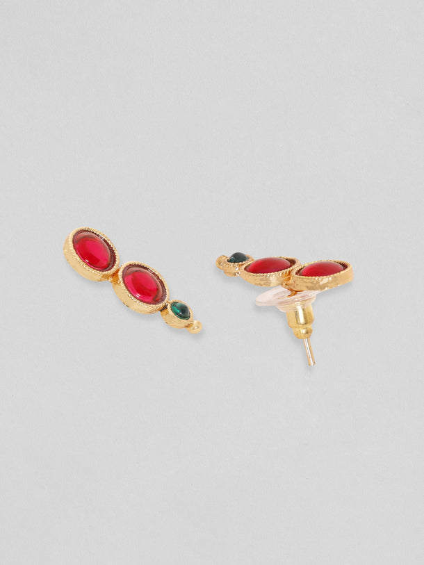 Rubans Gold plated faux ruby and emerald necklace set