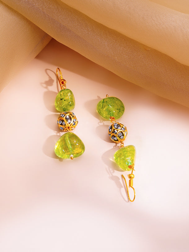 Green Crystal Beaded Layered Statement Necklace Set