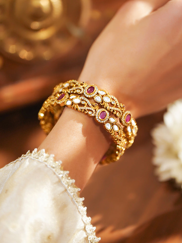 Pink Prestige Kundan Bangles