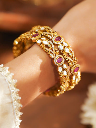 Pink Prestige Kundan Bangles