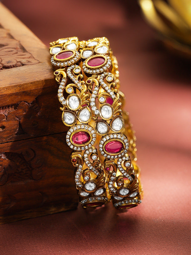 Pink Prestige Kundan Bangles