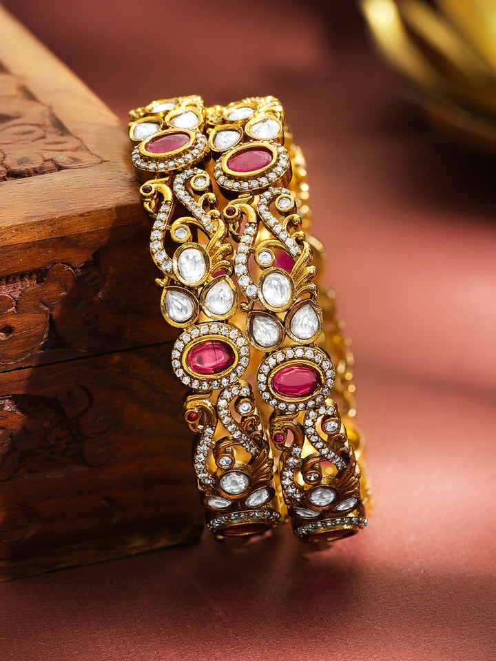 Pink Prestige Kundan Kundan Bangles