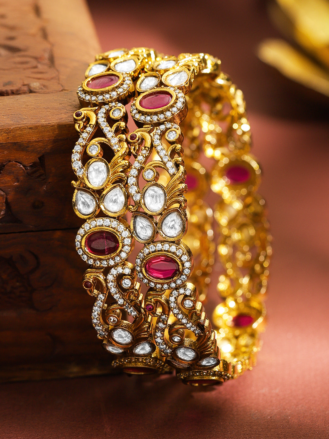 Pink Prestige Kundan Bangles