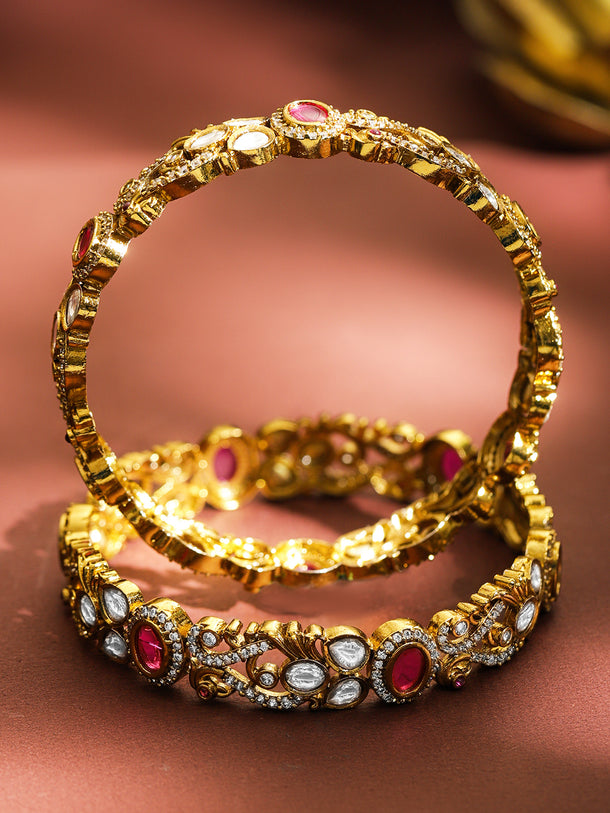 Pink Prestige Kundan Bangles