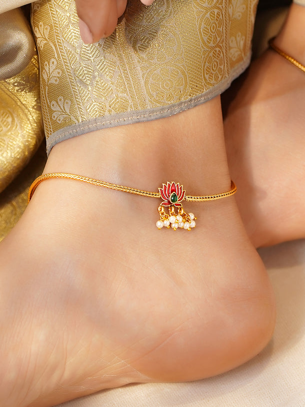 Rubans Set of 2 18K Gold-Plated Pearls Anklet