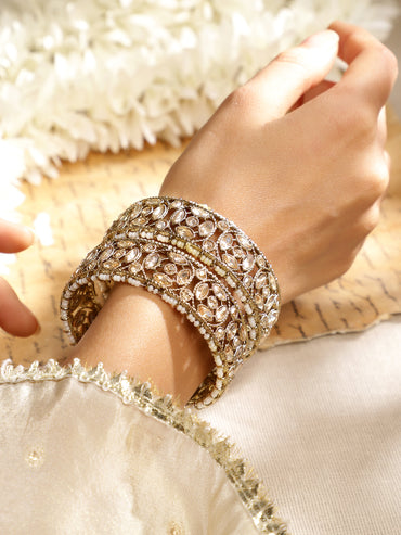 Whispers of Champagne Kundan Bangles