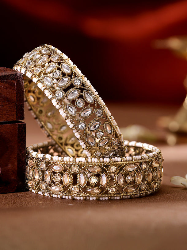 Whispers of Champagne Kundan Bangles