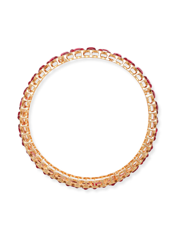 Rubans Set Of 2 Gold Plated Ruby Stones Bangles