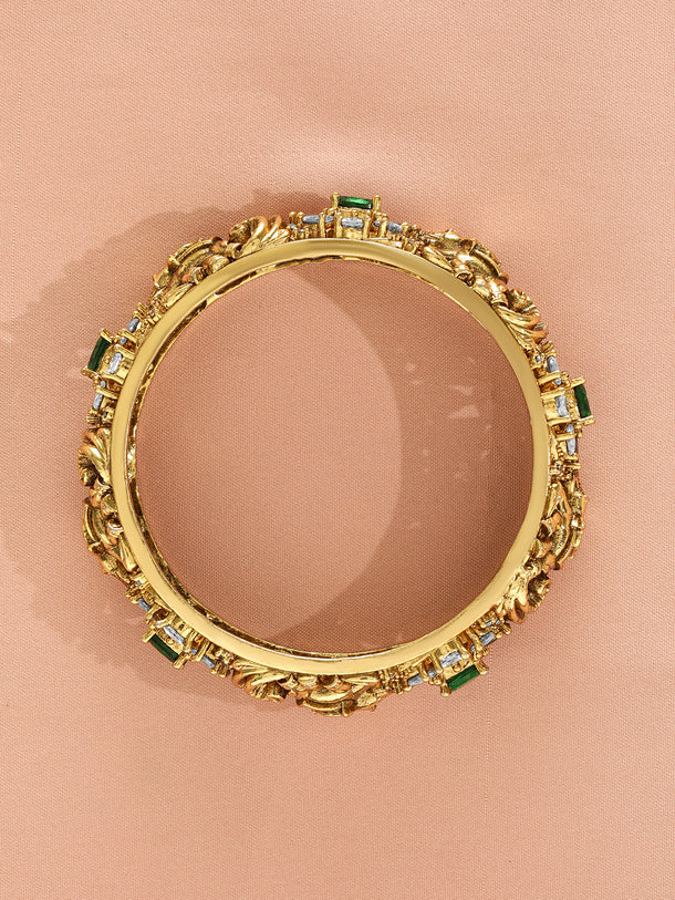 Rubans Pack Of 2 24K Gold-Plated Cubic Zirconia Studded Bangles
