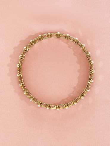 Pink Studded Floral Bangles