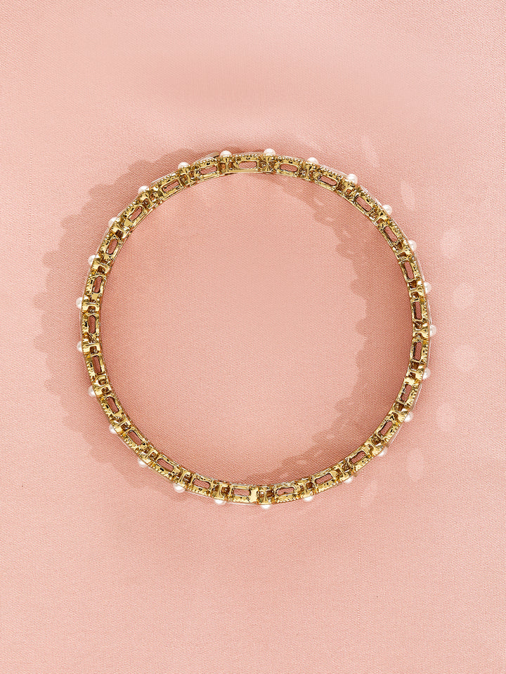 Pink Studded Floral Bangles