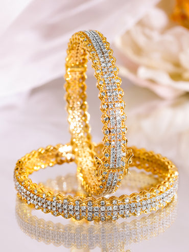 Gleaming American Diamond Golden Bangles