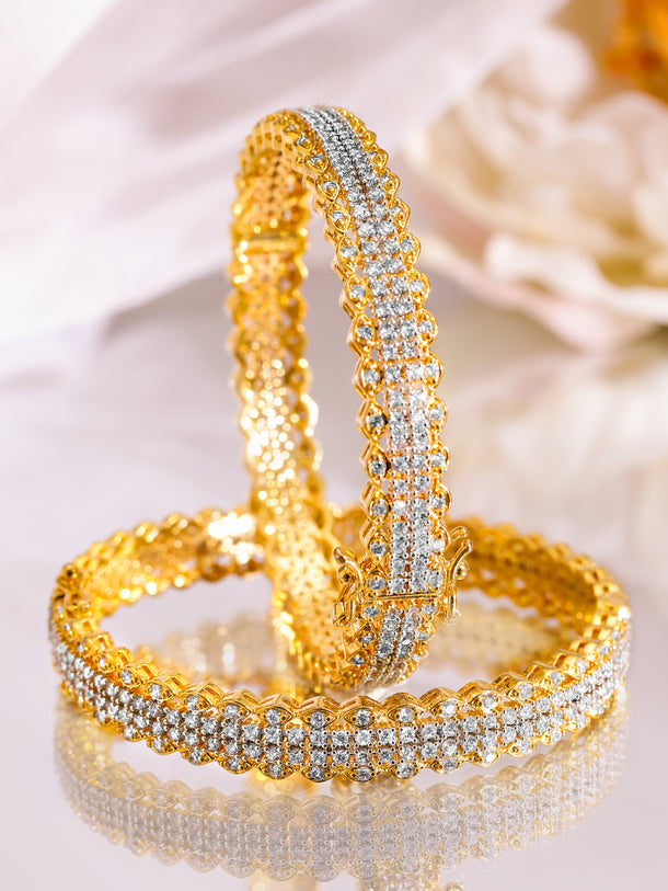 Gleaming American Diamond Golden Bangles
