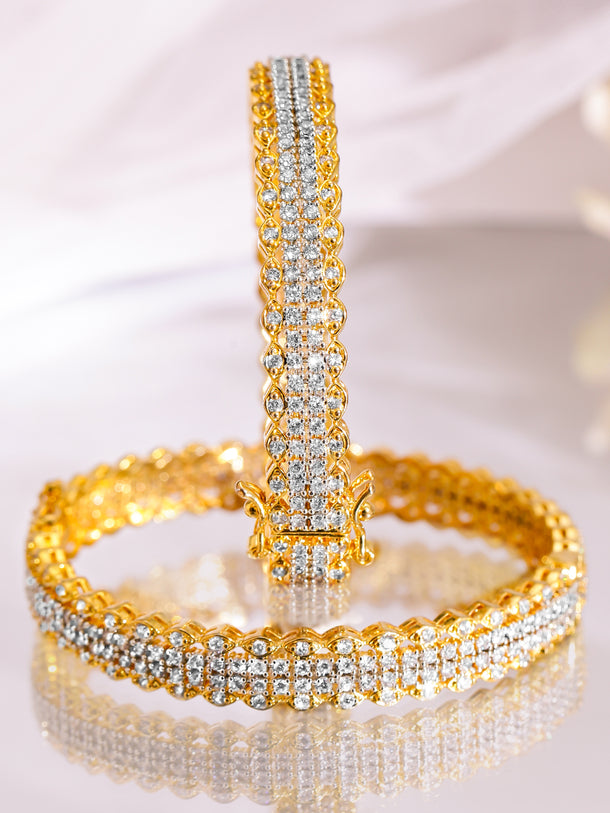 Gleaming American Diamond Golden Bangles