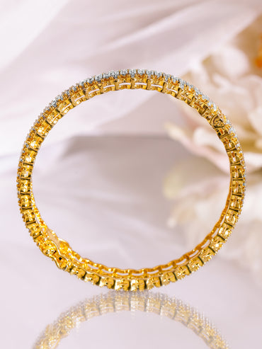 Gleaming American Diamond Golden Bangles