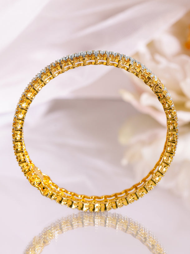 Gleaming American Diamond Golden Bangles