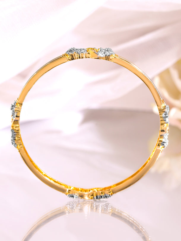 Rubans Set of 2, 22K Gold-Plated & Cubic Zirconia Studded Elegant Bangles