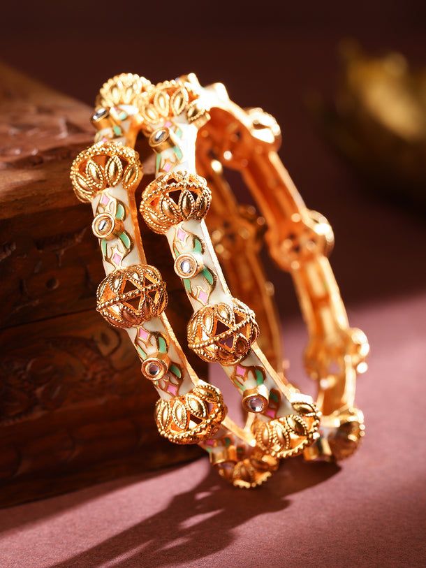 Pastel Finery Multicolour Kundan Bangles