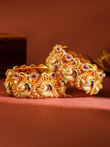 Temple Peacock Motif Multicolour Bangles
