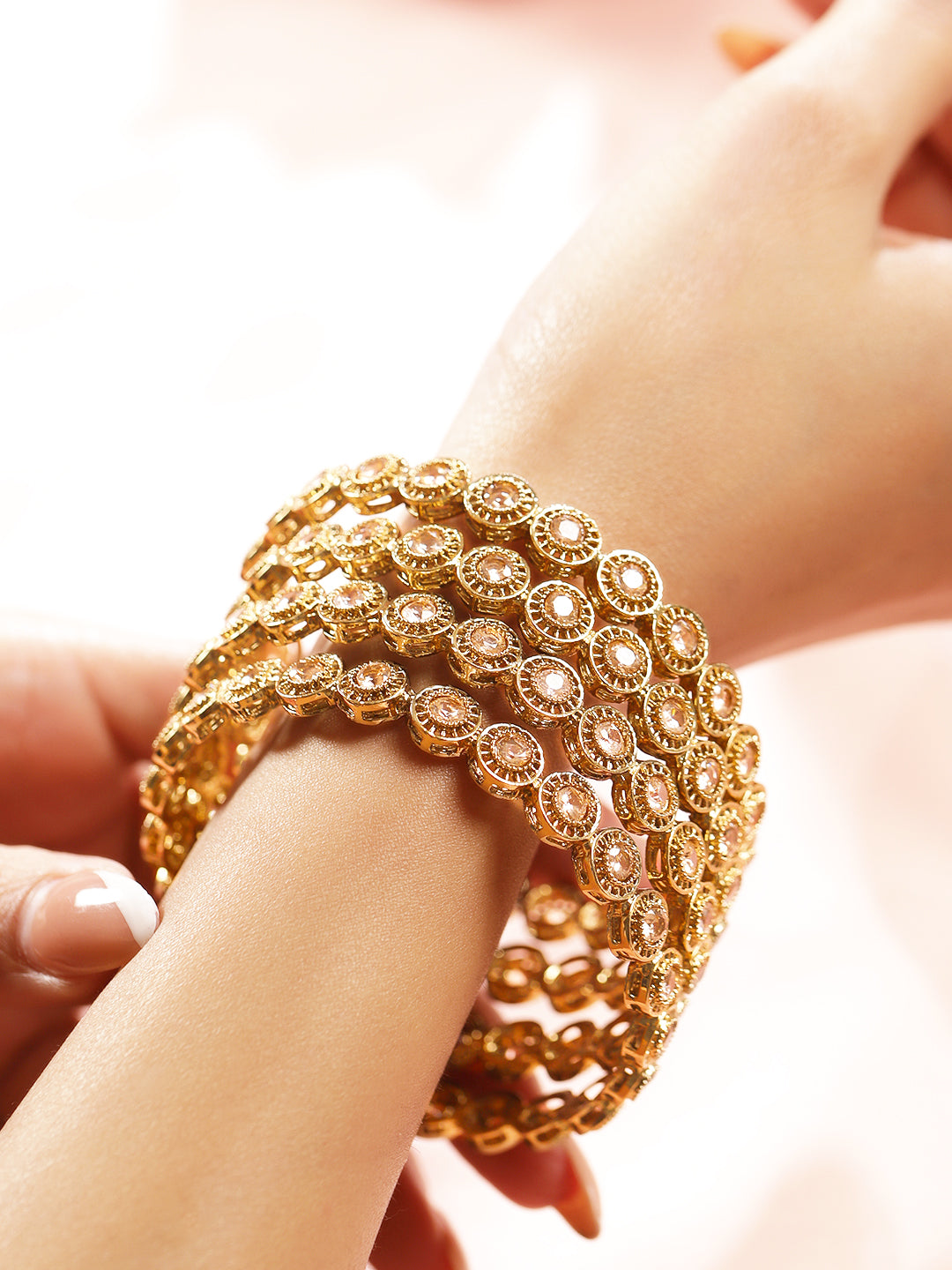 Stardust Champagne Kundan Bangles