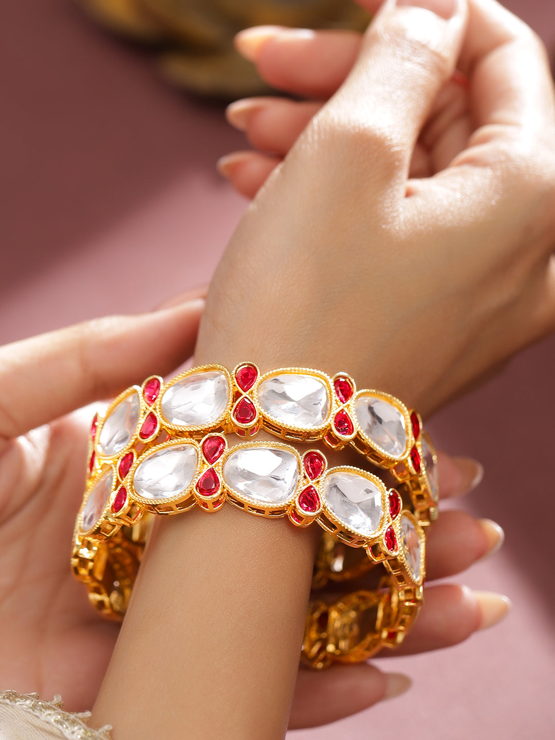 Festive Spark Kundan Bangles