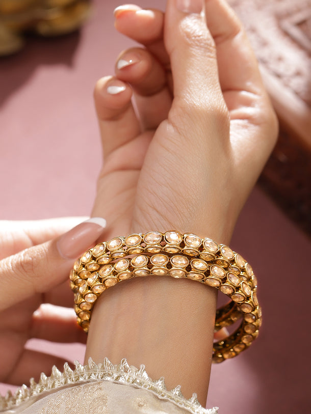 Champagne Glow Kundan Bangles