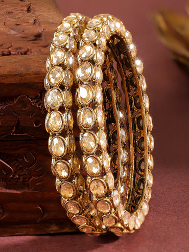 Champagne Glow Kundan Bangles
