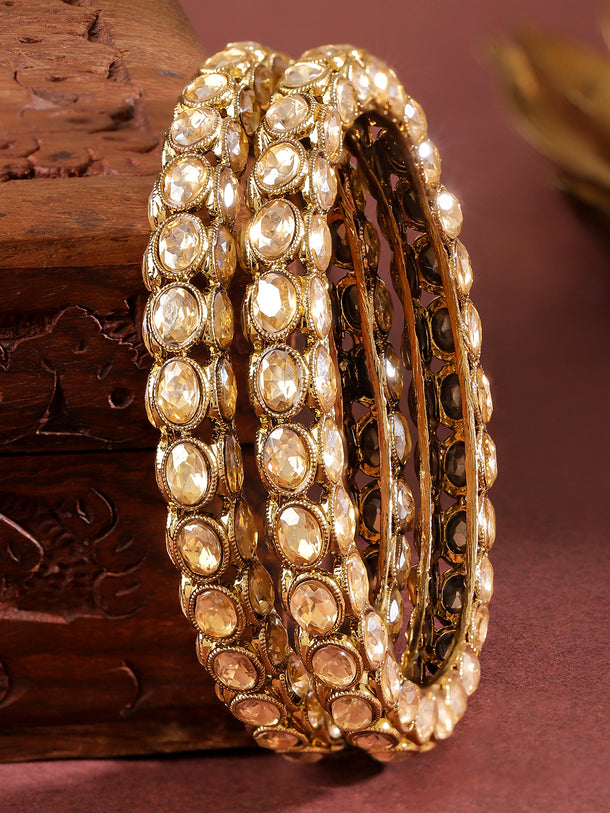 Champagne Glow Kundan Bangles