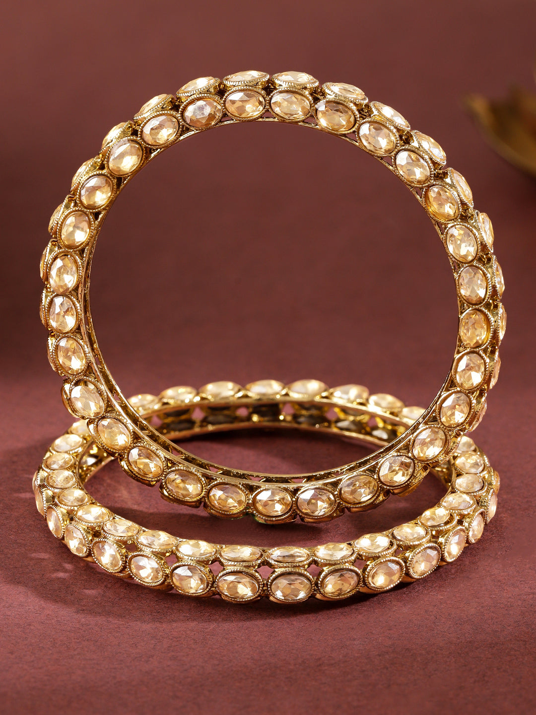 Champagne Glow Kundan Bangles
