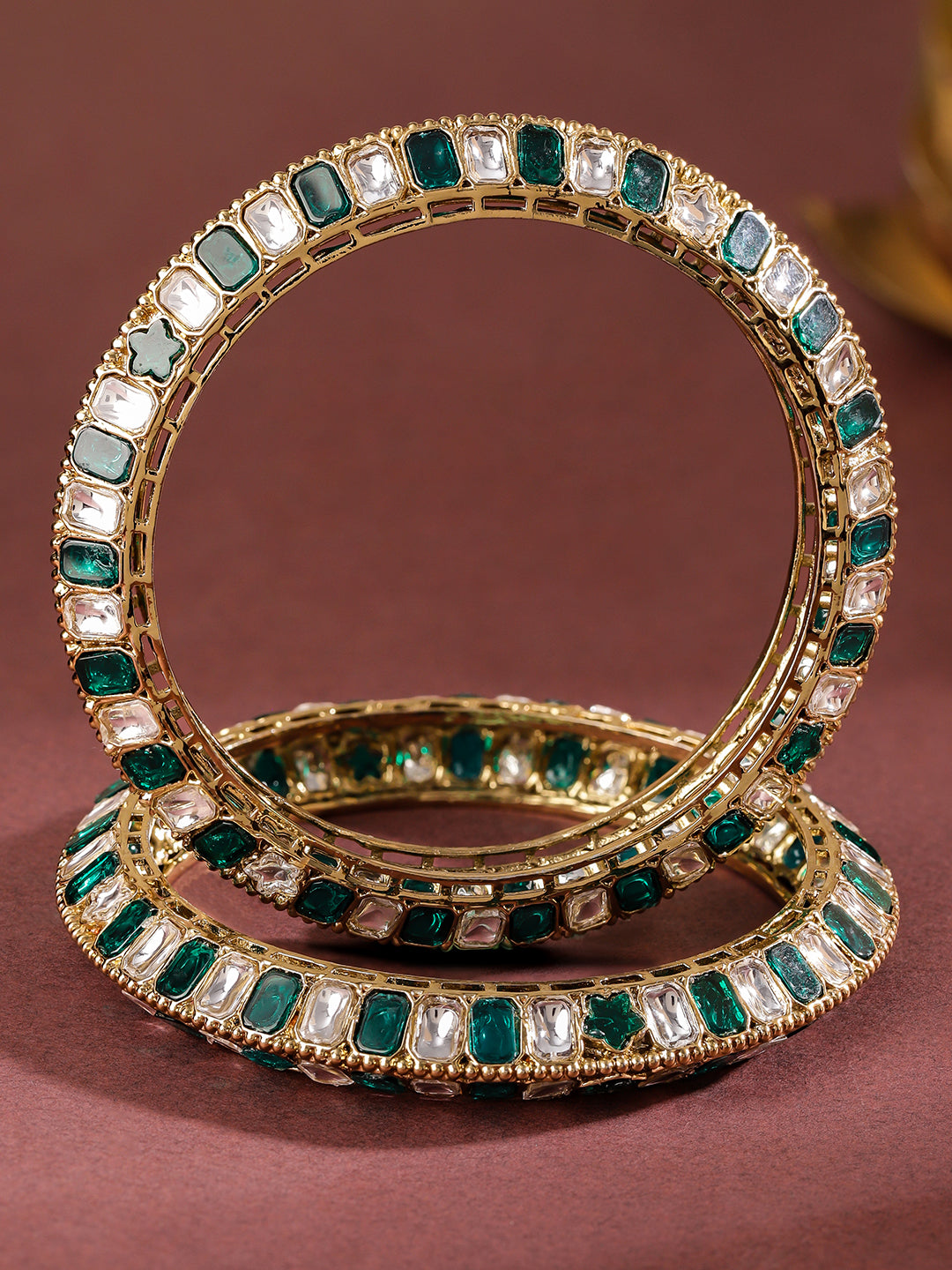 Designer Edge Green Kundan Bangles