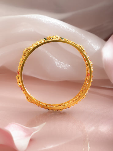 Gold Toned Temple Bangles Set Of 6