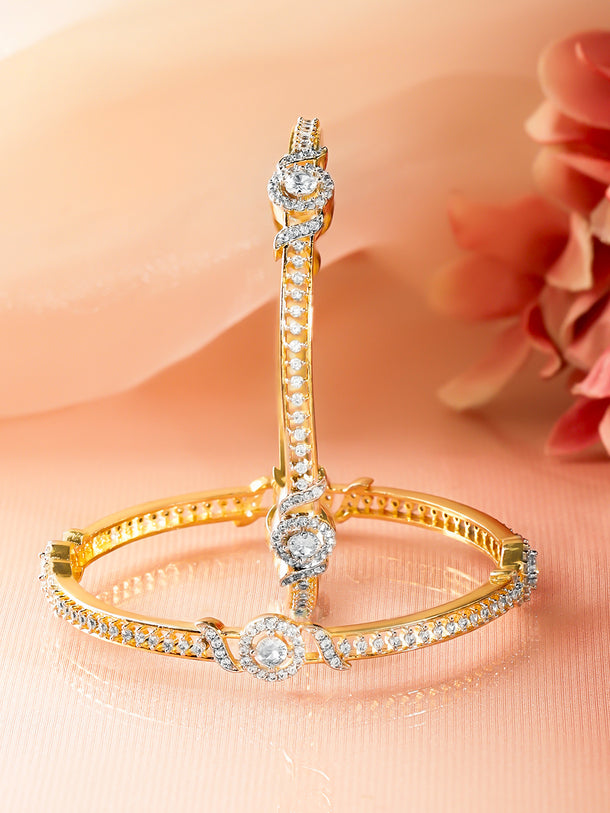 Statement Cubic Zirconia Solitaire Gold Bangles