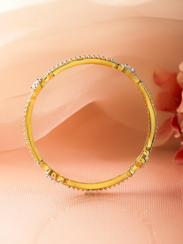 Statement Cubic Zirconia Solitaire Gold Bangles