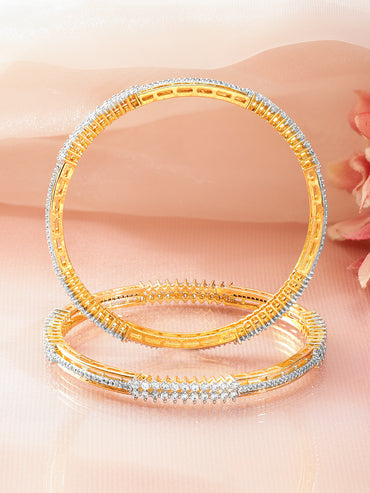 American Diamond Zirconia Gold Bangles Set Of 2