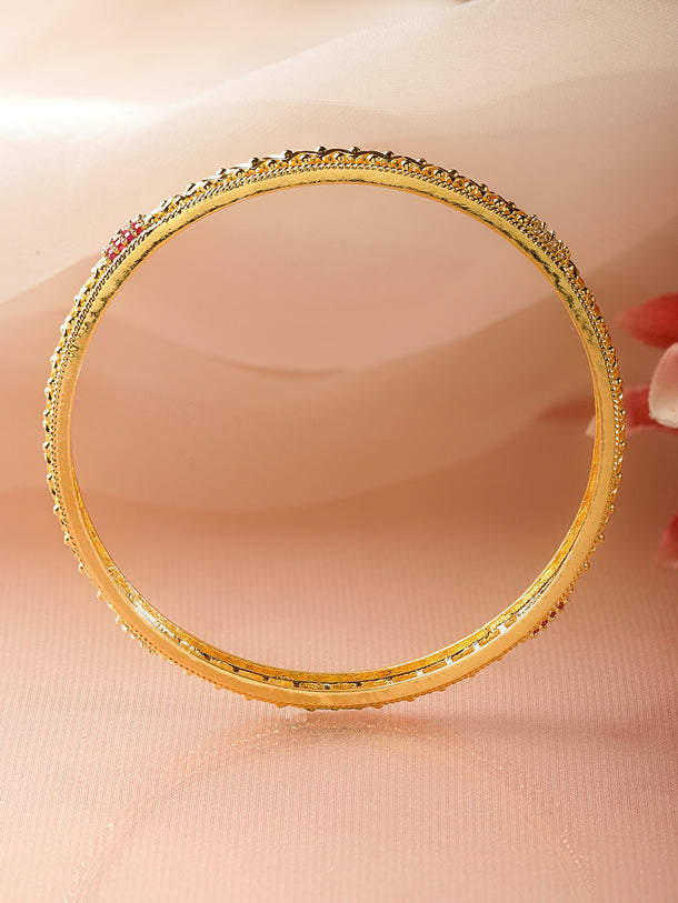 Rubans Set Of 4 18K Gold-Plated Artificial Stones Studded Bangles