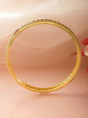 Rubans Set Of 4 18K Gold-Plated Artificial Stones Studded Bangles