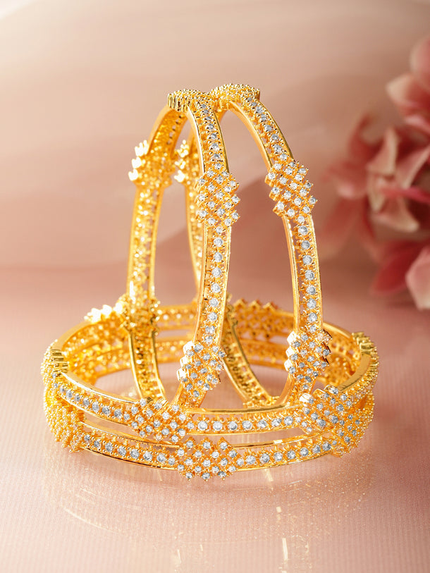 Gold American Diamond Zirconia Bangles Set of 4