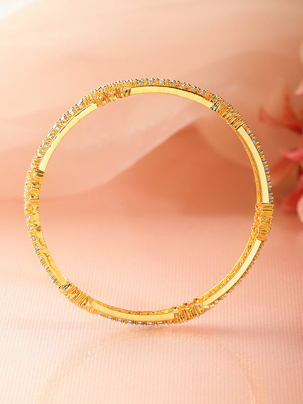 Gold American Diamond Zirconia Bangles Set of 4