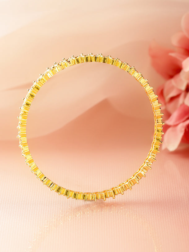 American Diamond Zirconia Studded Golden Bangles Set Of 4