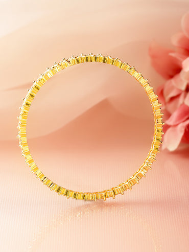 American Diamond Zirconia Studded Golden Bangles Set Of 4