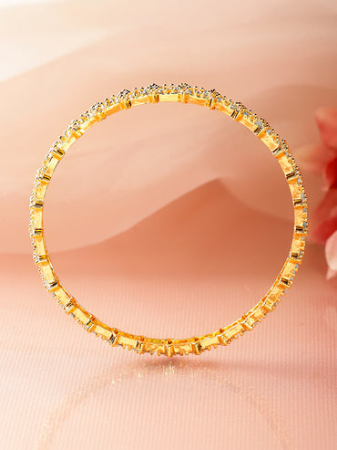 Floral American Diamond Zirconia Golden Bangles Set Of 4