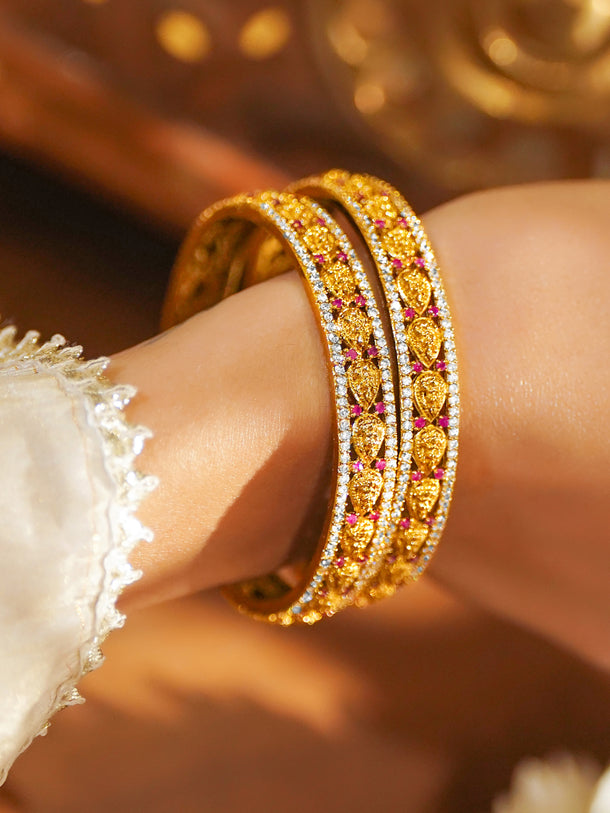 Laxmi Motif Gold Toned Bangles Set Of 2